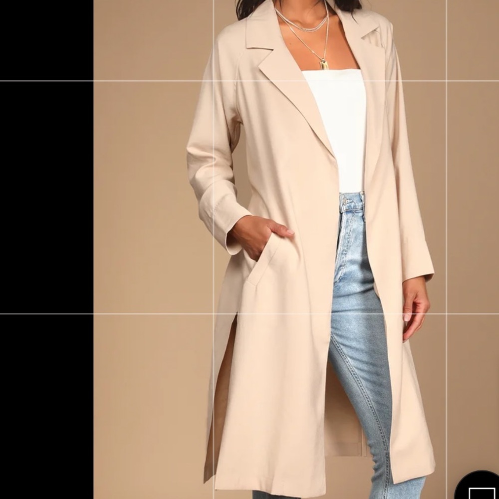 Lulus Gwyneth Tan Tie-Back Trench Coat- new with tags. Medium.